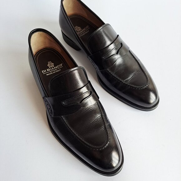 New Di Bianco Black Leather Penny Loafer Shoes Size 8 main image 14